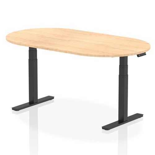 Dynamic Impulse W1800 x D1000 x H660-1310mm Height Adjustable Boardroom Table Maple Finish Black Frame - I005191
