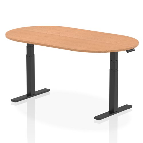 Dynamic Impulse W1800 x D1000 x H660-1310mm Height Adjustable Boardroom Table Oak Finish Black Frame - I005192
