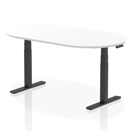 Impulse 1800mm Boardroom Table White Top Black Height Adjustable Leg