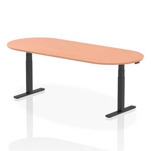 Impulse 2400mm Boardroom Table Beech Top Black Height Adjustable Leg