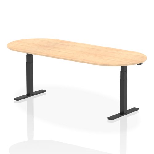 Dynamic Impulse W2400 x D1000 x H660-1310mm Height Adjustable Boardroom Table Maple Finish Black Frame - I005197