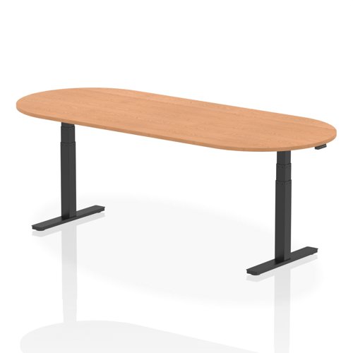 Impulse 2400mm Boardroom Table Oak Top Black Height Adjustable Leg