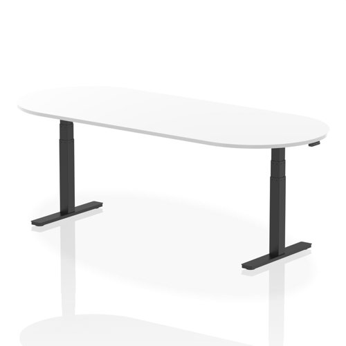 Impulse 2400mm Boardroom Table White Top Black Height Adjustable Leg
