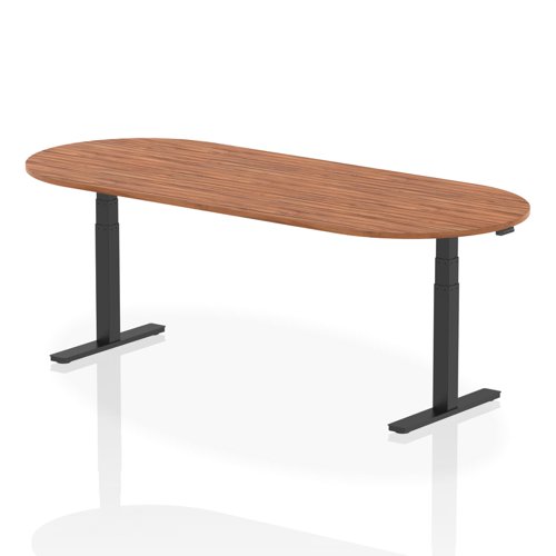 Impulse 2400mm Boardroom Table Walnut Top Black Height Adjustable Leg