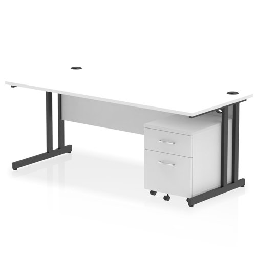 Impulse 1800 x 800mm Straight Office Desk White Top Black Cantilever Leg Workstation 2 Drawer Mobile Pedestal