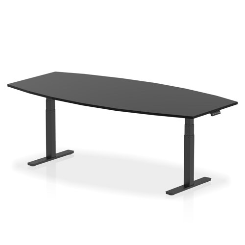 High Gloss 2400mm Writable Boardroom Table Black Top Black Height Adjustable Leg