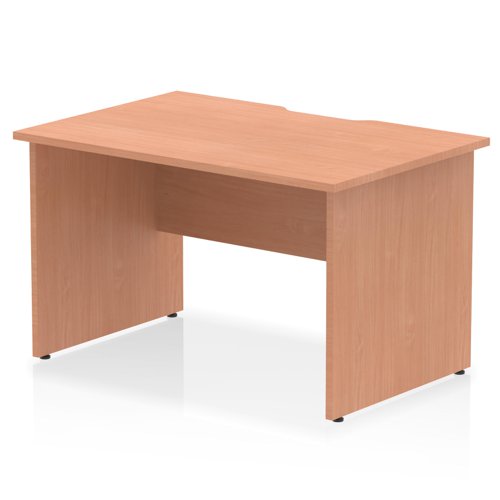 Impulse 1200 x 800mm Scalloped Edge Straight Office Desk Beech Top Panel End Leg