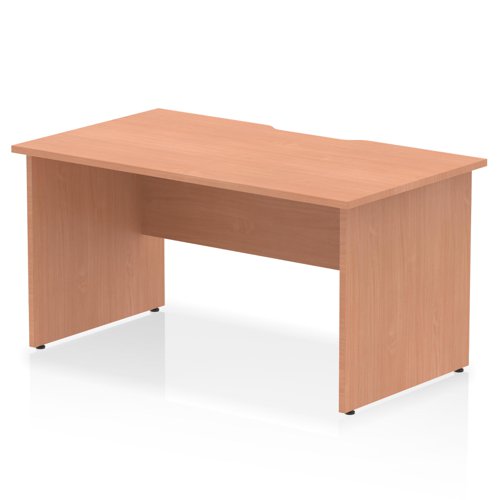 Impulse 1400 x 800mm Scalloped Edge Straight Office Desk Beech Top Panel End Leg