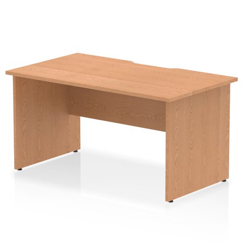 Impulse 1400 x 800mm Scalloped Edge Straight Office Desk Oak Top Panel End Leg
