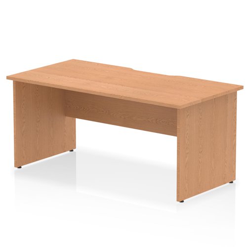 Impulse 1600 x 800mm Scalloped Edge Straight Office Desk Oak Top Panel End Leg