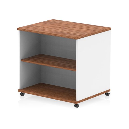 Impulse 600mm Deep Mobile Bookcase Walnut and White