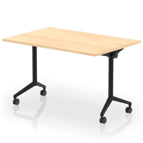 Impulse Plus Flip Top 1200mm Rectangular Table With Black Foot Maple Top