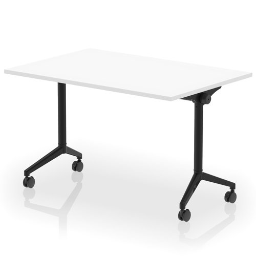 Impulse Plus Flip Top 1200mm Rectangular Table With Black Foot White Top