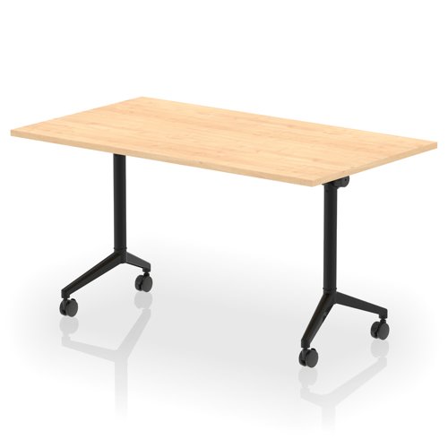 Impulse Plus Flip Top 1400mm Rectangular Table With Black Foot Maple Top