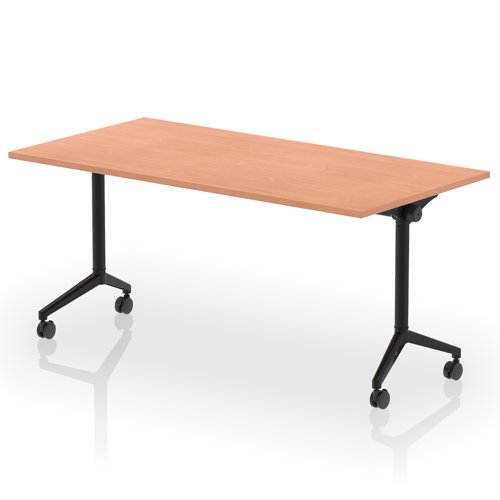 Impulse Plus Flip Top 1600mm Rectangular Table With Black Foot Beech Top
