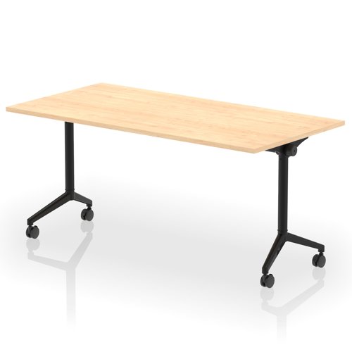 Impulse Plus Flip Top 1600mm Rectangular Table With Black Foot Maple Top