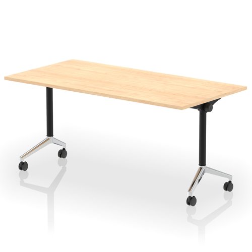 Impulse Plus Flip Top 1600mm Rectangular Table With Chrome Foot Maple Top
