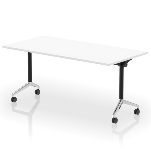 Impulse Plus Flip Top 1600mm Rectangular Table With Chrome Foot White Top