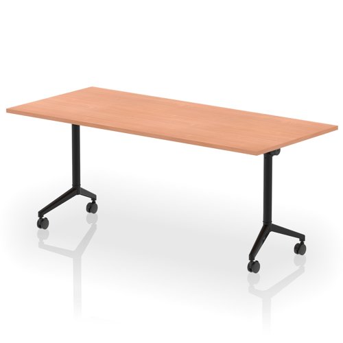 Impulse Plus Flip Top 1800mm Rectangular Table With Black Foot Beech Top