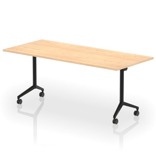 Impulse Plus Flip Top 1800mm Rectangular Table With Black Foot Maple Top
