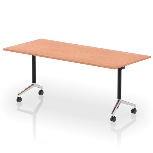 Impulse Plus Flip Top 1800mm Rectangular Table With Chrome Foot Beech Top