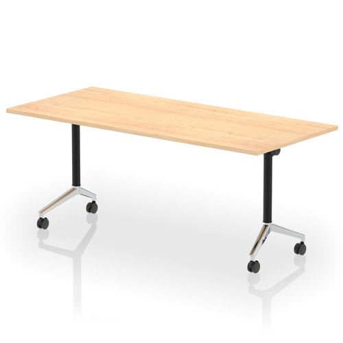 Impulse Plus Flip Top 1800mm Rectangular Table With Chrome Foot Maple Top