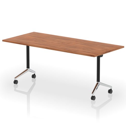 Impulse Plus Flip Top 1800mm Rectangular Table With Chrome Foot Walnut Top
