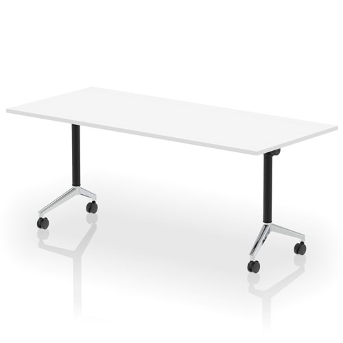 Impulse Plus Flip Top 1800mm Rectangular Table With Chrome Foot White Top