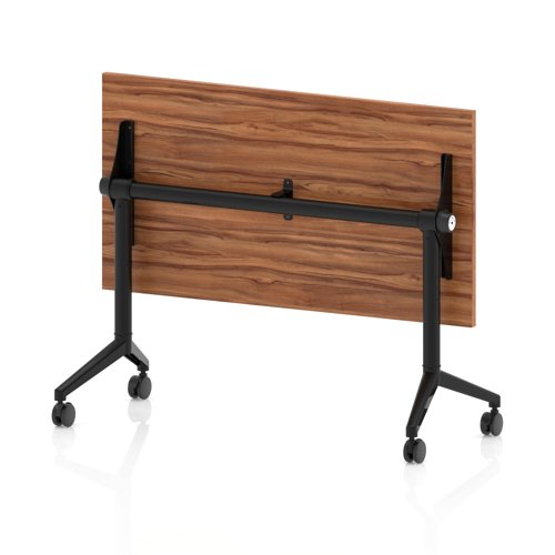 Impulse Plus Flip Top 1200 x 600mm Slimline Rectangular Table With Black Foot Walnut Top - Best Price Meeting Tables UK