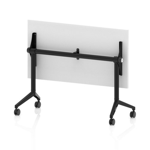 Impulse Plus Flip Top 1200 x 600mm Slimline Rectangular Table With Black Foot White Top - Best Price Meeting Tables UK