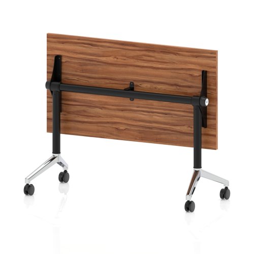 Impulse Plus Flip Top 1200 x 600mm Slimline Rectangular Table With Chrome Foot Walnut Top - Best Price Meeting Tables UK