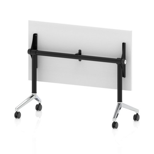 Impulse Plus Flip Top 1200 x 600mm Slimline Rectangular Table With Chrome Foot White Top - Best Price Meeting Tables UK