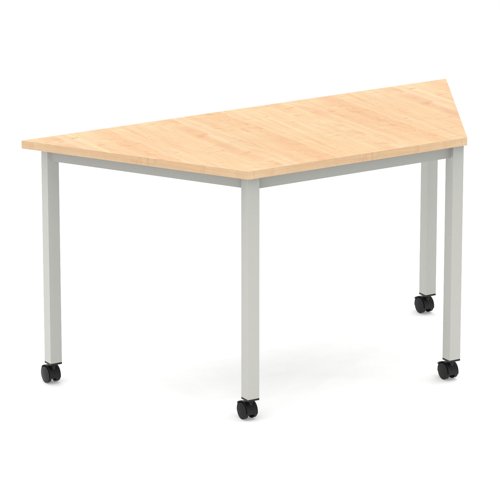 Impulse 1600mm Trapezium Maple Top Silver Box Frame Leg with Castors