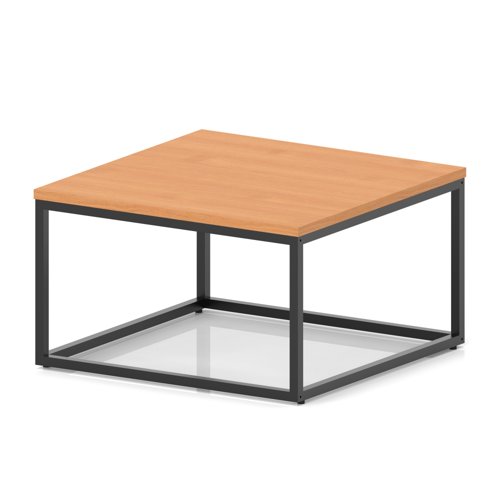 Impulse 800mm Square Coffee Table With Metal Frame Beech Top Black Leg