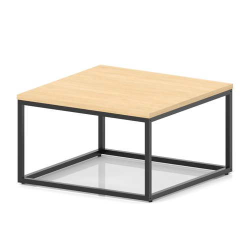 Impulse 800mm Square Coffee Table With Metal Frame Maple Top Black Leg