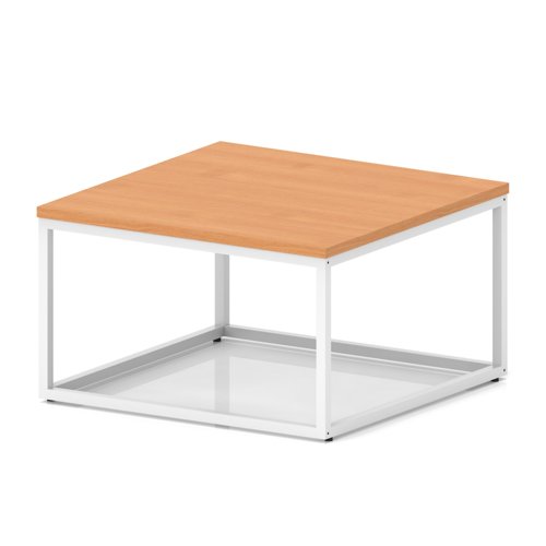 Impulse 800mm Square Coffee Table With Metal Frame Beech Top White Leg