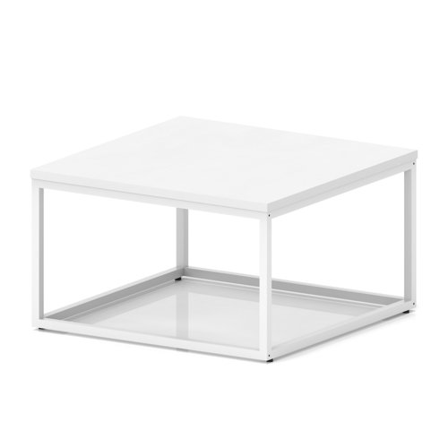 Impulse 800mm Square Coffee Table With Metal Frame White Top White Leg