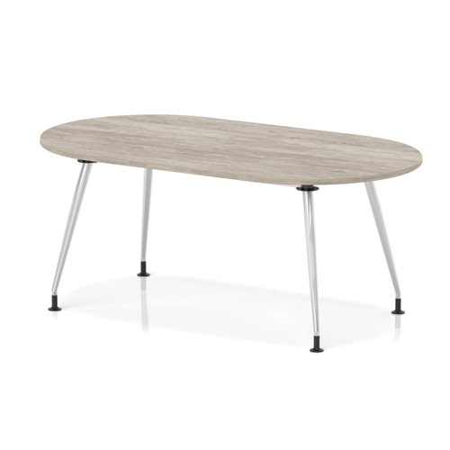 Impulse 1800mm Boardroom Table With Silver Leg Frame Grey Oak Top
