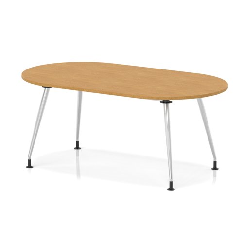 Impulse 1800mm Boardroom Table With Silver Leg Frame Oak Top