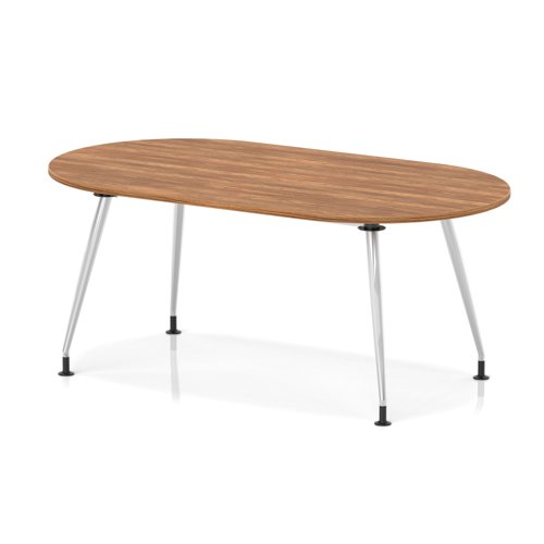 Impulse 1800mm Boardroom Table With Silver Leg Frame Walnut Top