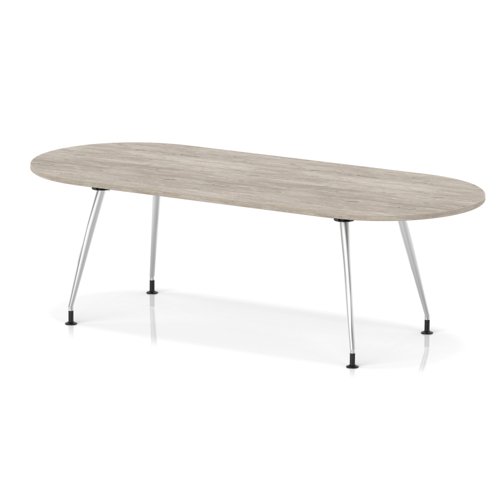 Impulse 2400mm Boardroom Table With Silver Leg Frame Grey Oak Top