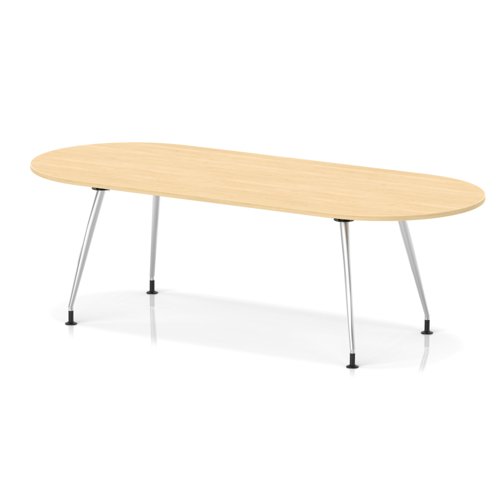Impulse 2400mm Boardroom Table With Silver Leg Frame Maple Top
