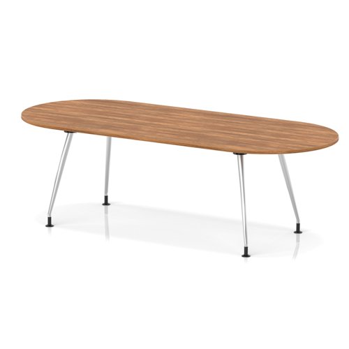 Impulse 2400mm Boardroom Table With Silver Leg Frame Walnut Top