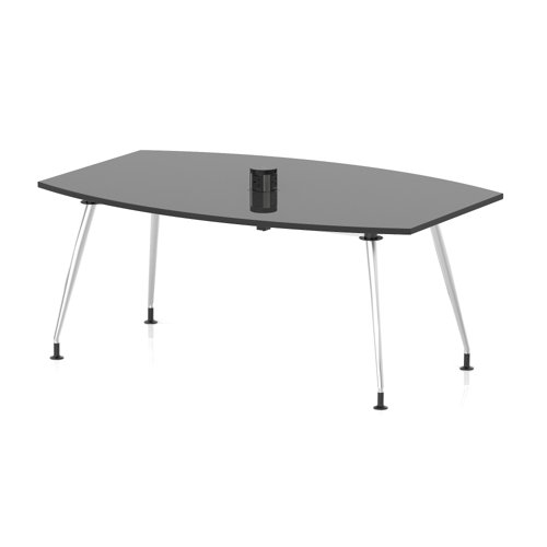 High Gloss Volta 1800mm Writable Boardroom Table With Pop-up Power Module Black Top