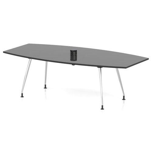 High Gloss Volta 2400mm Writable Boardroom Table With Pop-up Power Module Black Top