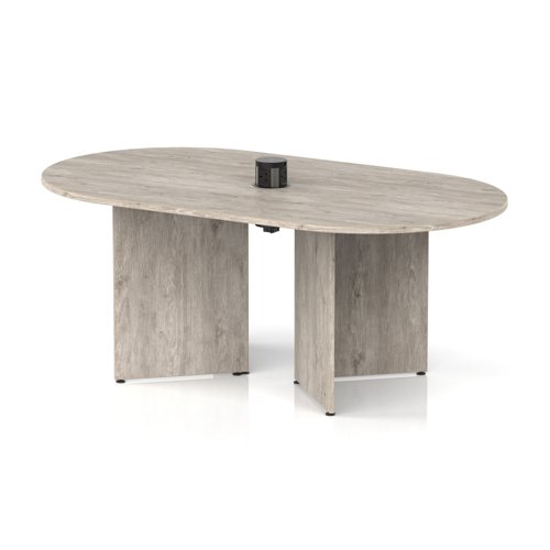 Impulse Volta 1800mm Boardroom Table With Black Pop-up Power Module Grey Top Arrowhead Leg