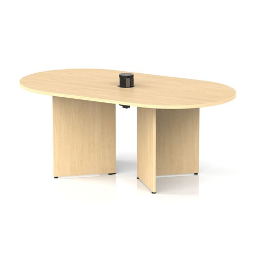Impulse Volta 1800mm Boardroom Table With Black Pop-up Power Module Maple Top Arrowhead Leg