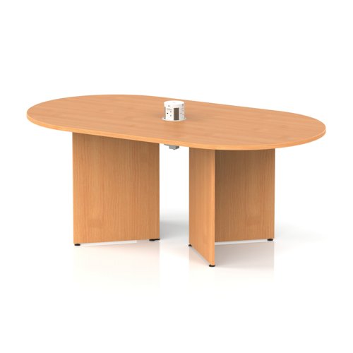 Impulse Volta 1800mm Boardroom Table With White Pop-up Power Module Beech Top Arrowhead Leg