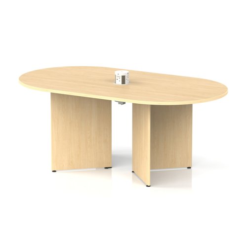 Impulse Volta 1800mm Boardroom Table With White Pop-up Power Module Maple Top Arrowhead Leg