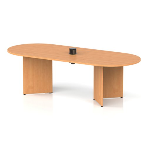 Impulse Volta 2400mm Boardroom Table With Black Pop-up Power Module Beech Top Arrowhead Leg